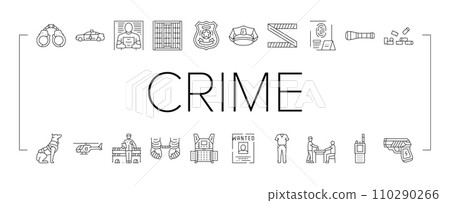 crime scene police evidence icons set vector crime scene police evidence icons set vector 110290266