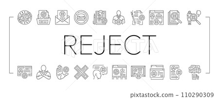 reject man stop stamp cancel icons set vector 110290309