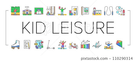 kid leisure child fun happy icons set vector kid leisure child fun happy icons set vector 110290314