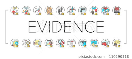 evidence crime police scene board icons set vector 110290318