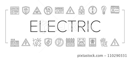 electric danger shock power icons set vector electric danger shock power icons set vector 110290331