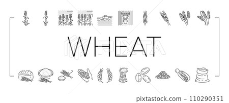 wheat grain bread harvest icons set vector wheat grain bread harvest icons set vector 110290351