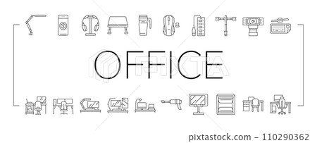 office gadget computer business icons set vector office gadget computer business icons set vector 110290362