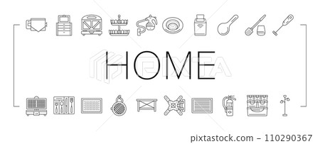 home interior accessories design icons set vector 110290367