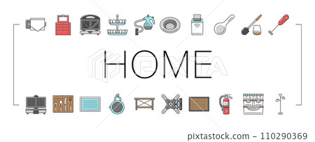 home interior accessories design icons set vector 110290369