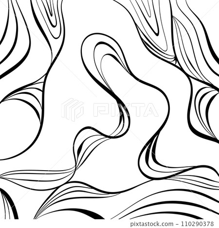 Abstract squiggly modern background with continuous lines. black and white 110290378