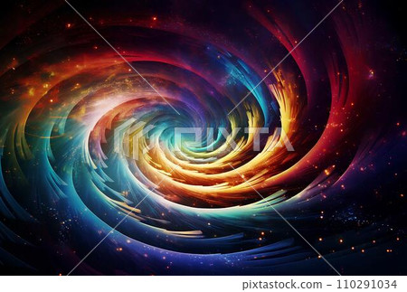 Abstract colorful swirl on black background. 3d rendering, 3d illustration. 110291034