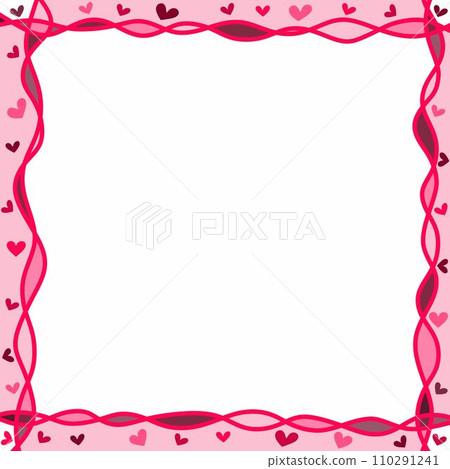 Abstract love for your Valentines Day greeting card design. Red Hearts square frame isolated on white background. Vector illustration. 110291241