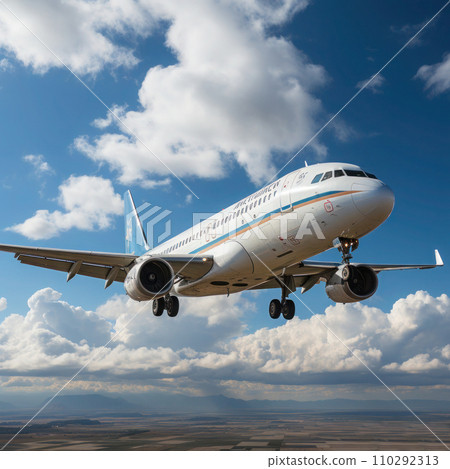 Passenger airplane flying in sky. Plane flight 110292313