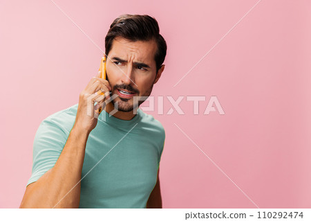 Man phone communication cyberspace background holding portrait lifestyle happy Man phone communication cyberspace background holding portrait lifestyle happy 110292474