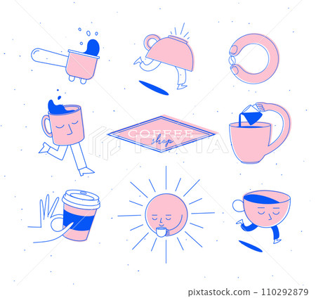 Coffee shop cartoon icons light Coffee shop cartoon icons light 110292879