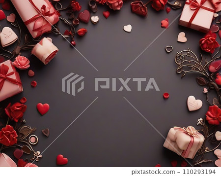 Valentine's Day background with hearts on dark background Valentine's Day background with hearts on dark background 110293194