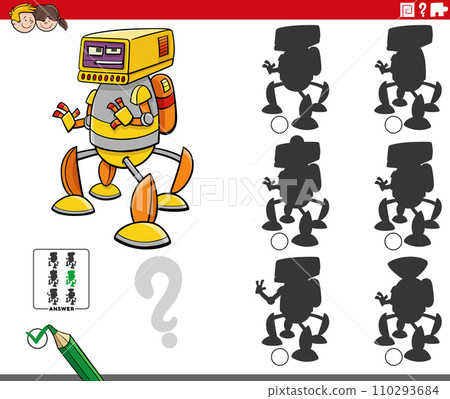 shadow activity game with cartoon robot fantasy character shadow activity game with cartoon robot fantasy character 110293684