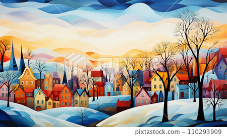 AI-generated content. Whimsical winter village. AI generation AI-generated content. Whimsical winter village. AI generation 110293909