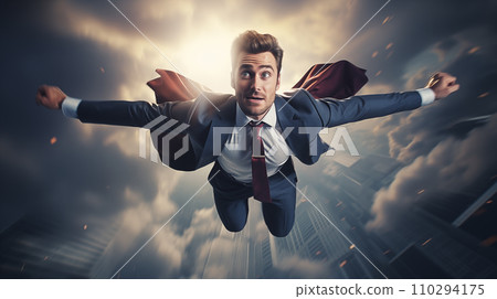 Businessman flying in the sky "AI generated image" 110294175