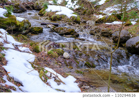 Small river in Strazyska valley in Winter. Tatra mountains in Poland, Europe 110294616