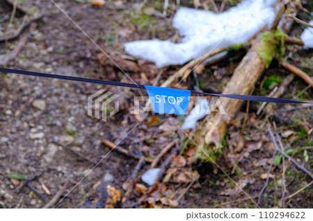 Stop sign in Tatras national park. Limited movement 110294622