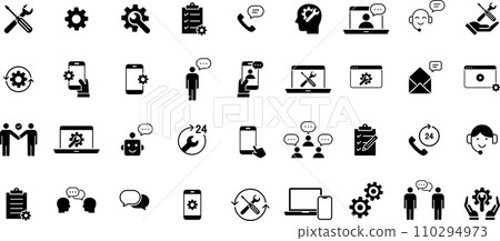 Technical support silhouette icon set 110294973