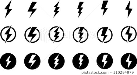 Monochrome lightning mark set Monochrome lightning mark set 110294979