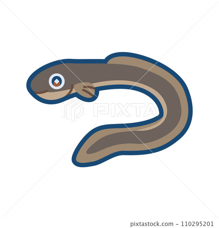 可愛的黑鰻魚的插圖 110295201