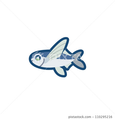 可愛的飛魚插畫 110295216