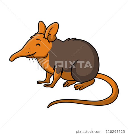 Cute elephant shrew cartoon on white background 110295323