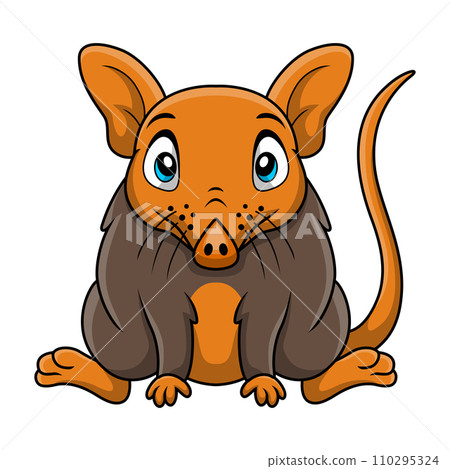Cute elephant shrew cartoon on white background Cute elephant shrew cartoon on white background 110295324