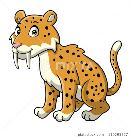 Cute smilodon cartoon on white background Cute smilodon cartoon on white background 110295327