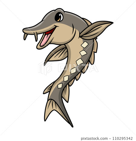 Cute sturgeon fish cartoon on white background 110295342