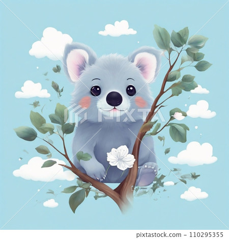 Illustration of a chihuahua with a flower frame 110295355