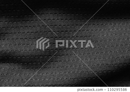 Black sport cloth fabric football shirt jersey texture close up 110295586
