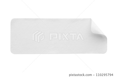 Blank white paper sticker label isolated on white background 110295794