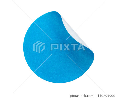 Blank blue round adhesive paper sticker label isolated on white background Blank blue round adhesive paper sticker label isolated on white background 110295900
