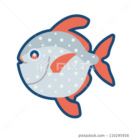 可愛的紅色翻車魚的插圖 可愛的紅色翻車魚的插圖 110295938