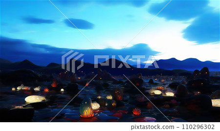 Landscape with creatures from another world AI image 110296302