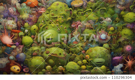 Landscape with creatures from another world AI image 110296304