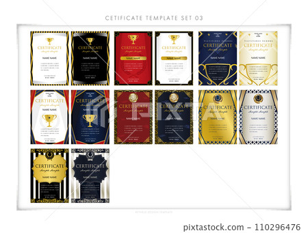 Certificate of award, certificate of commendation, invitation set 3 (18 types) 110296476