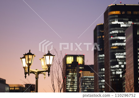 傍晚時分，中之島公園的路燈亮了起來 110296752