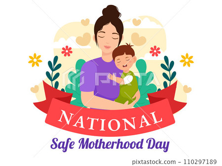 National Safe Motherhood Day Vector Illustration on 11 April with Pregnant Mother and Kids for the Healthcare of Women and Maternity Facilities 110297189
