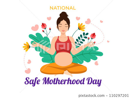 National Safe Motherhood Day Vector Illustration on 11 April with Pregnant Mother and Kids for the Healthcare of Women and Maternity Facilities 110297201