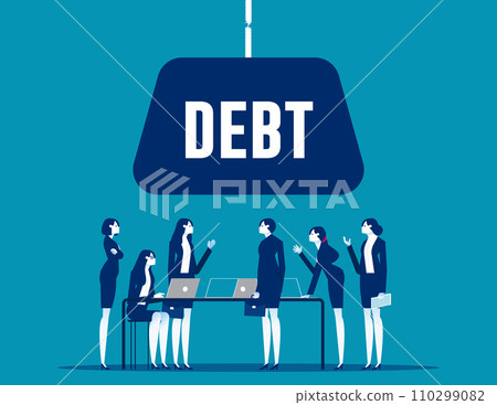 A company with a lot of debt. Business vector illustration concept A company with a lot of debt. Business vector illustration concept 110299082