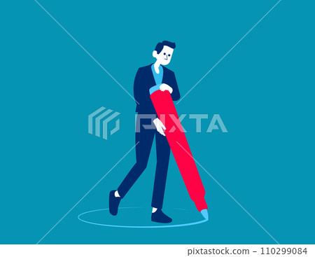 Drawing circle around creating personal boundary. Business asserting presence Drawing circle around creating personal boundary. Business asserting presence 110299084