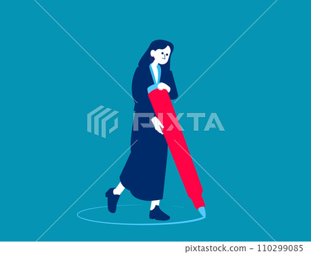 Drawing circle around creating personal boundary. Business asserting presence Drawing circle around creating personal boundary. Business asserting presence 110299085