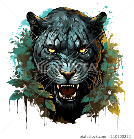 Panther head design isolated on transparent background. PNG Files, Mammals, Wildlife Animals, Illustration, Generative AI. 110300253