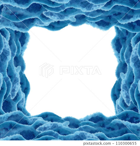 Watercolor blue frame for the image of the sea, waves, sky, clouds, fog, background, abstract seascapes with texture. Illustrations are isolated on a white background and created for design projects Watercolor blue frame for the image of the sea, waves, sky, clouds, fog, background, abstract seascapes with texture. Illustrations are isolated on a white background and created for design projects 110300655
