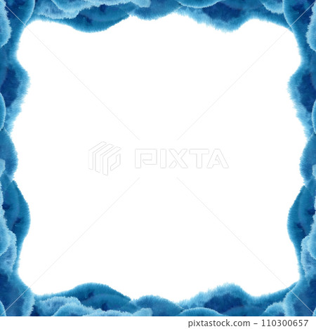 Watercolor blue frame for the image of the sea, waves, sky, clouds, fog, background, abstract seascapes with texture. Illustrations are isolated on a white background and created for design projects Watercolor blue frame for the image of the sea, waves, sky, clouds, fog, background, abstract seascapes with texture. Illustrations are isolated on a white background and created for design projects 110300657