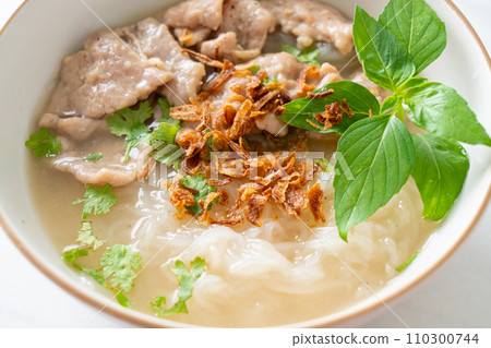 Pho Bo vietnamese soup with pork and rice noodles 110300744