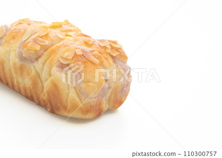 taro toast bread on white background 110300757