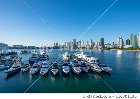 Yacht Haven Grande marina with cruise ships and City of Miami in background. Yacht Haven Grande marina with cruise ships and City of Miami in background. 110301136