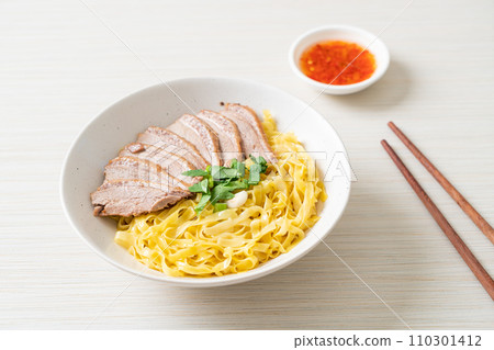 dried duck noodles in white bowl dried duck noodles in white bowl 110301412